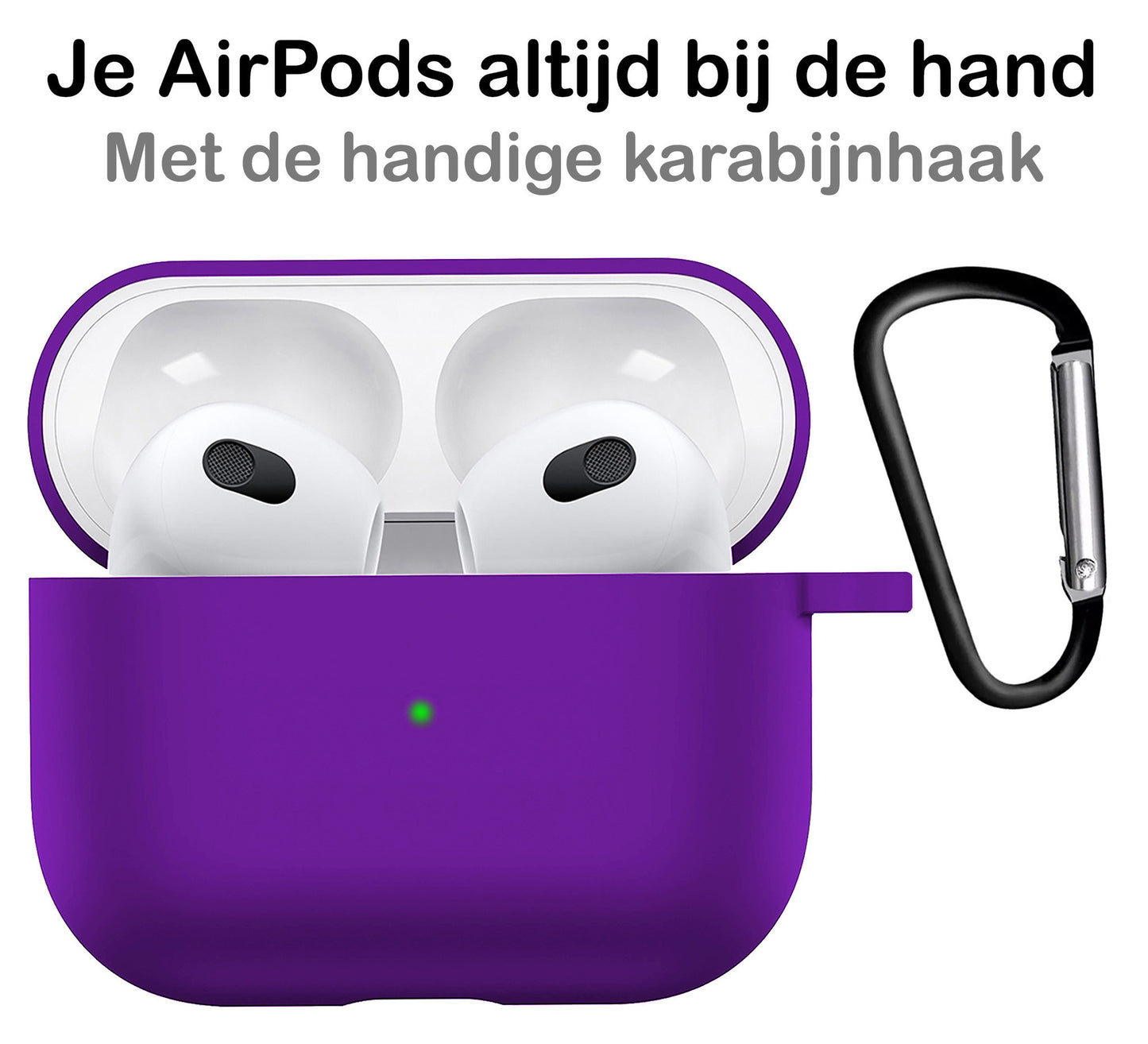 AirPods 3 Hoesje Siliconen met Clip - Paars