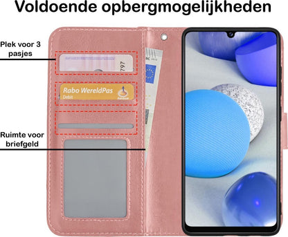 Samsung A42 Hoesje Bookcase Cover met Kaarthouder - Rosé goud