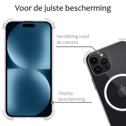 iPhone 15 Pro Hoesje Geschikt voor Magsafe Backcover Shockproof - Transparant