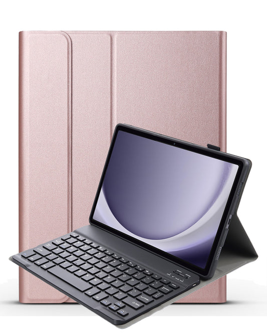 Samsung Galaxy Tab A9 Plus Hoesje Toetsenbord Case Kunstleer - Rosé goud