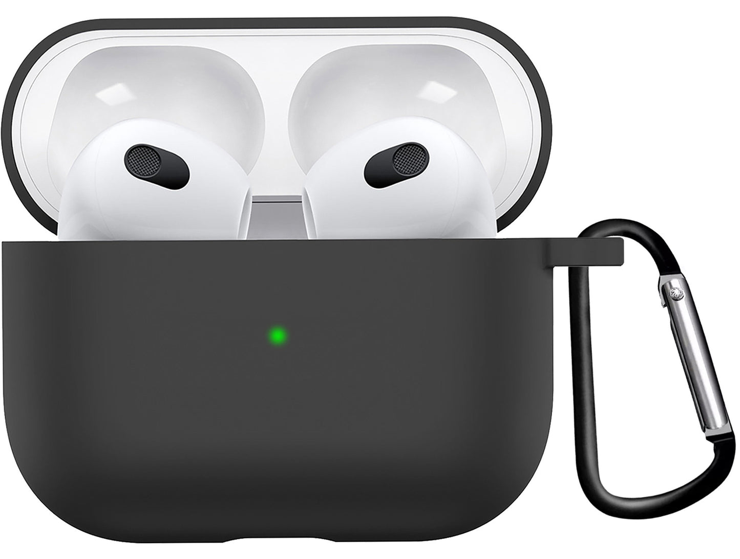 AirPods 3 Hoesje Siliconen met Clip - Zwart