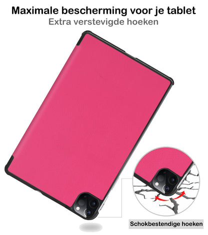 iPad Pro 2022 (11 inch) Trifold Bookcase Hoes - Donkerroze