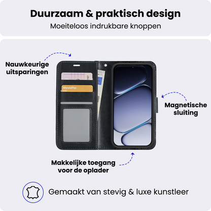 OnePlus Nord CE6 Hoesje Bookcase Cover met Kaarthouder - Zwart