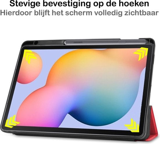 Samsung Galaxy Tab S6 Lite Tablethoes Smcpen Met Screenprotector - Rood