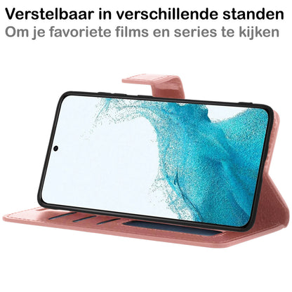 Samsung S22 Hoesje Bookcase Cover met Kaarthouder - Rosé goud