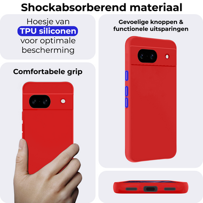 Google Pixel 8a Hoesje Siliconen Backcover Lichtgewicht - Rood