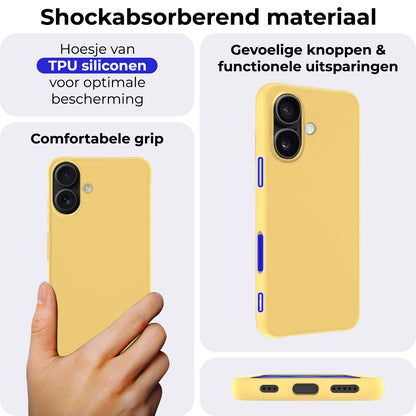 iPhone 16 Plus Hoesje Siliconen Backcover Lichtgewicht - Geel