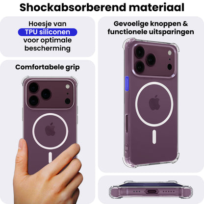 iPhone 18 Pro Hoesje Geschikt voor Magsafe Backcover Shockproof - Transparant