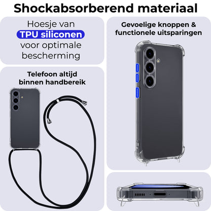 Samsung S23 FE Hoesje met Koord Backcover Shockproof - Transparant