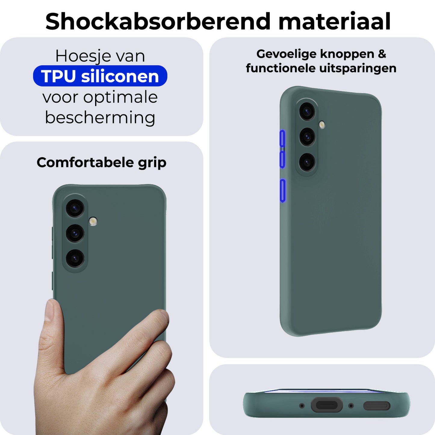 Samsung A35 Hoesje Siliconen - Donkergroen