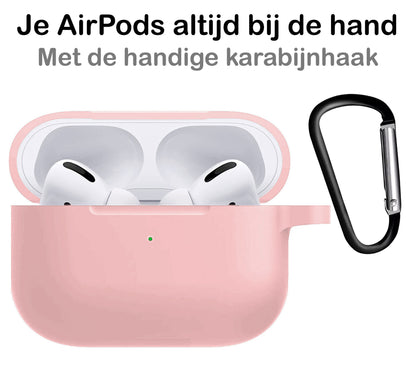 AirPods Pro 2 Hoesje Siliconen met Clip - Lichtroze