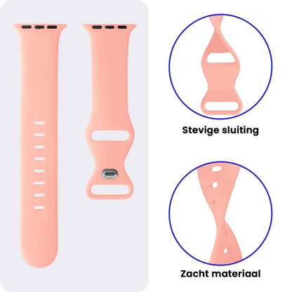Apple Watch 1, 2, 3, 4, 5, 6, 7, 8, 9, SE - 38/40/41 mm Bandje Siliconen met verstelbare polsband - Oud Roze