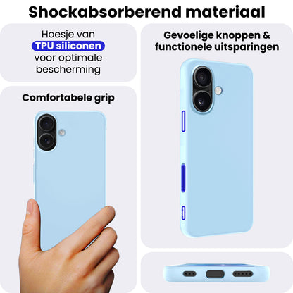 iPhone 17 Hoesje Siliconen Backcover Lichtgewicht - Lichtblauw