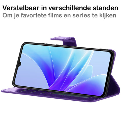 OPPO A57s Hoesje Bookcase Cover met Kaarthouder - Paars