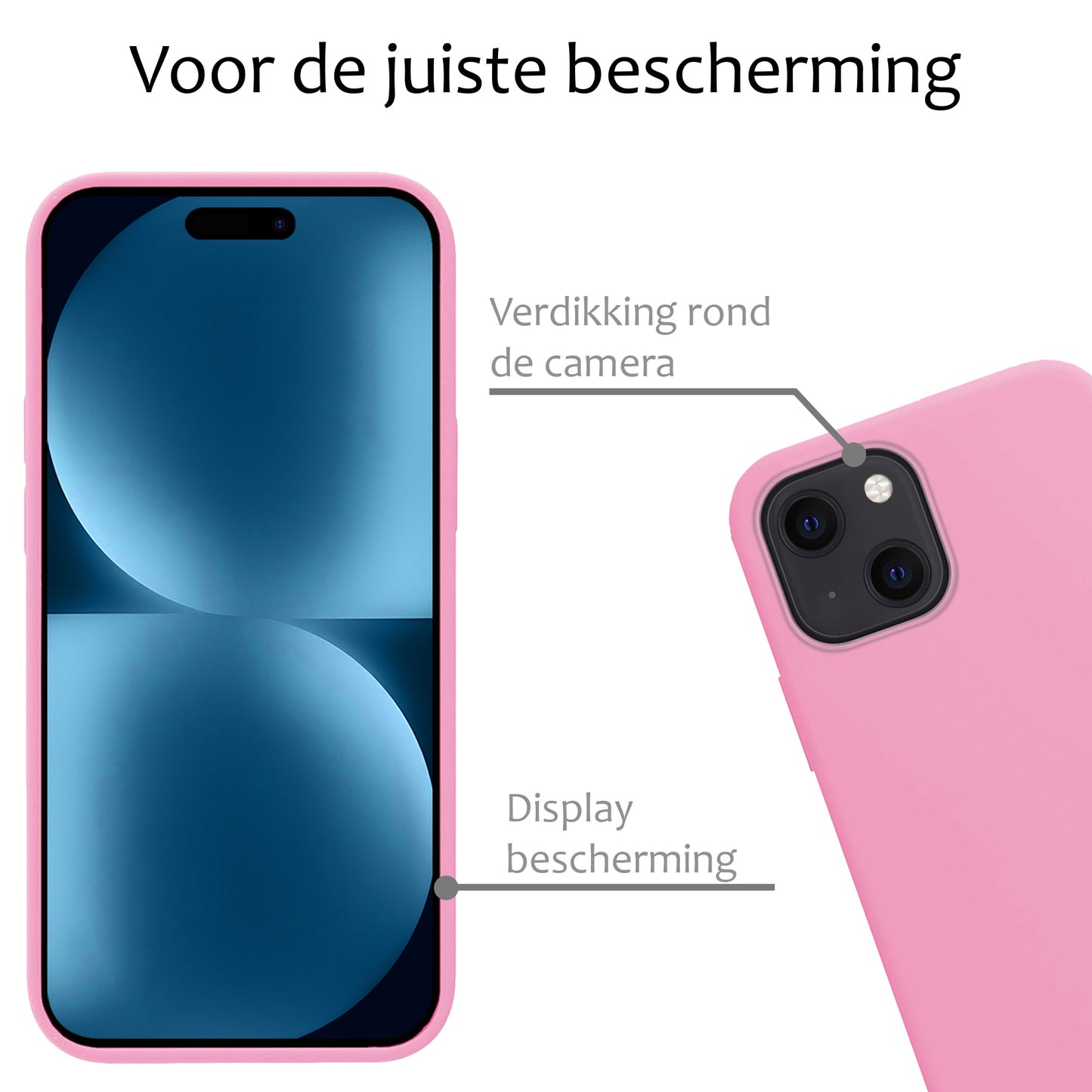 iPhone 15 Plus Hoesje Siliconen - Lichtroze