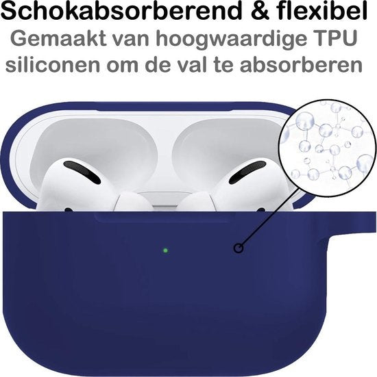 Airpods Pro Hoesje Siliconen met Clip - Midnight Blue