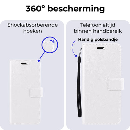 Samsung A55 Hoesje Bookcase Cover met Kaarthouder - Wit