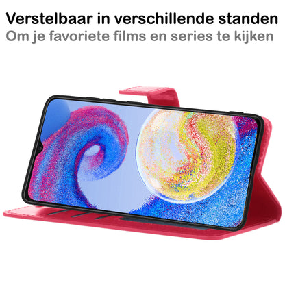 Samsung A04s Hoesje Bookcase Cover met Kaarthouder - Donkerroze