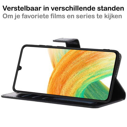 Samsung A33 Hoesje Bookcase Cover met Kaarthouder - Zwart
