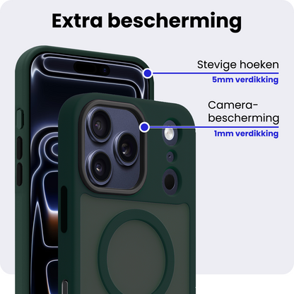iPhone 17 Pro Max Hoesje Geschikt voor Magsafe Backcover Shockproof - Donkergroen