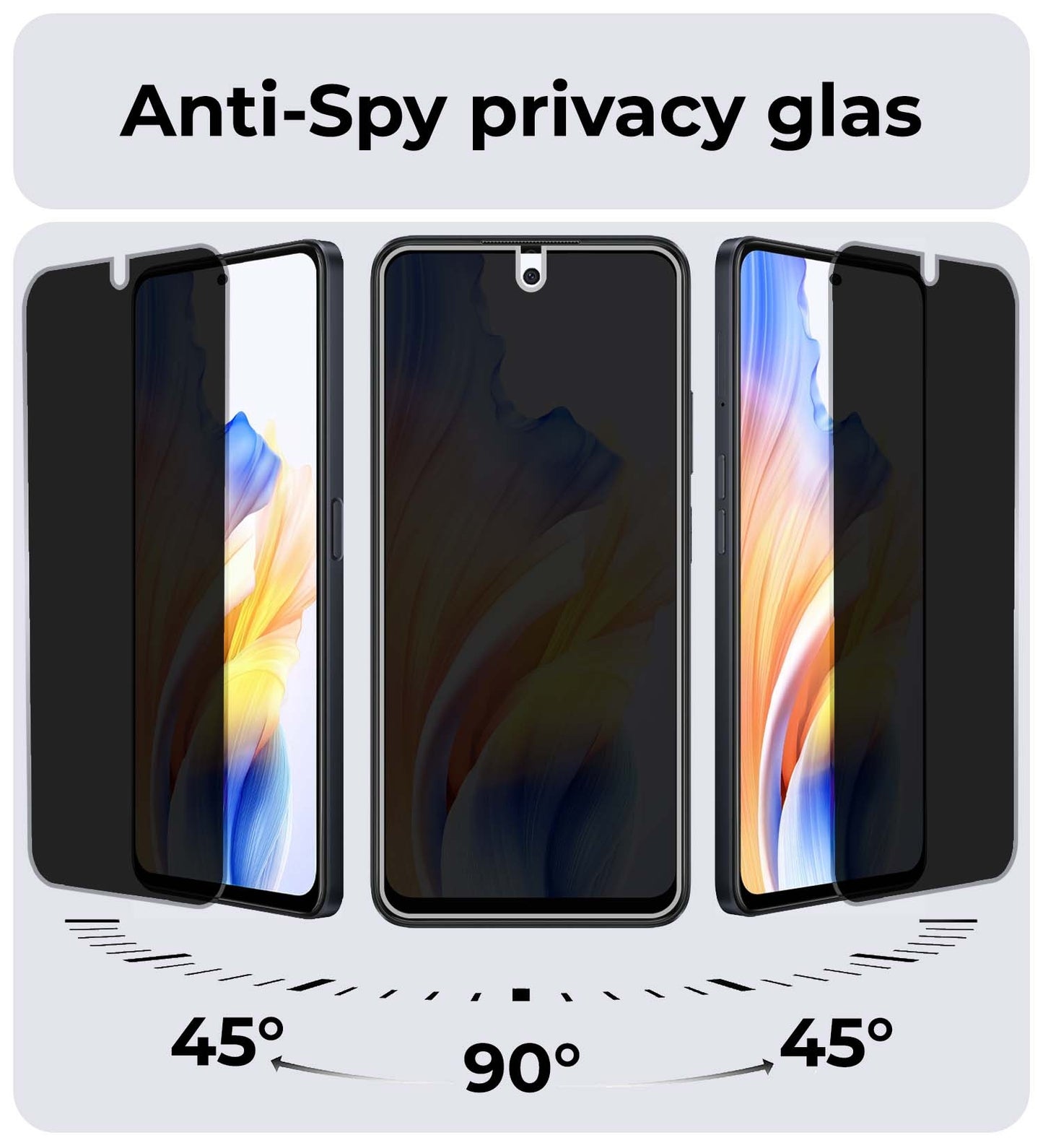 OPPO A58 Screenprotector Privacy Tempered Glass