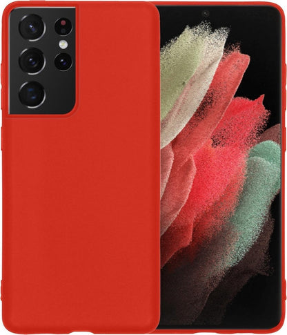 Samsung S21 Ultra Hoesje Siliconen Backcover Lichtgewicht - Rood