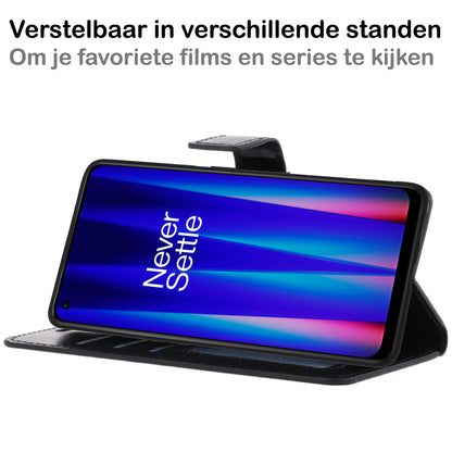 OnePlus Nord CE 2 Lite Hoesje Bookcase Cover met Kaarthouder - Zwart