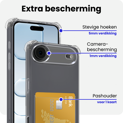 iPhone Air Hoesje Kaarthouder Backcover Shockproof - Transparant