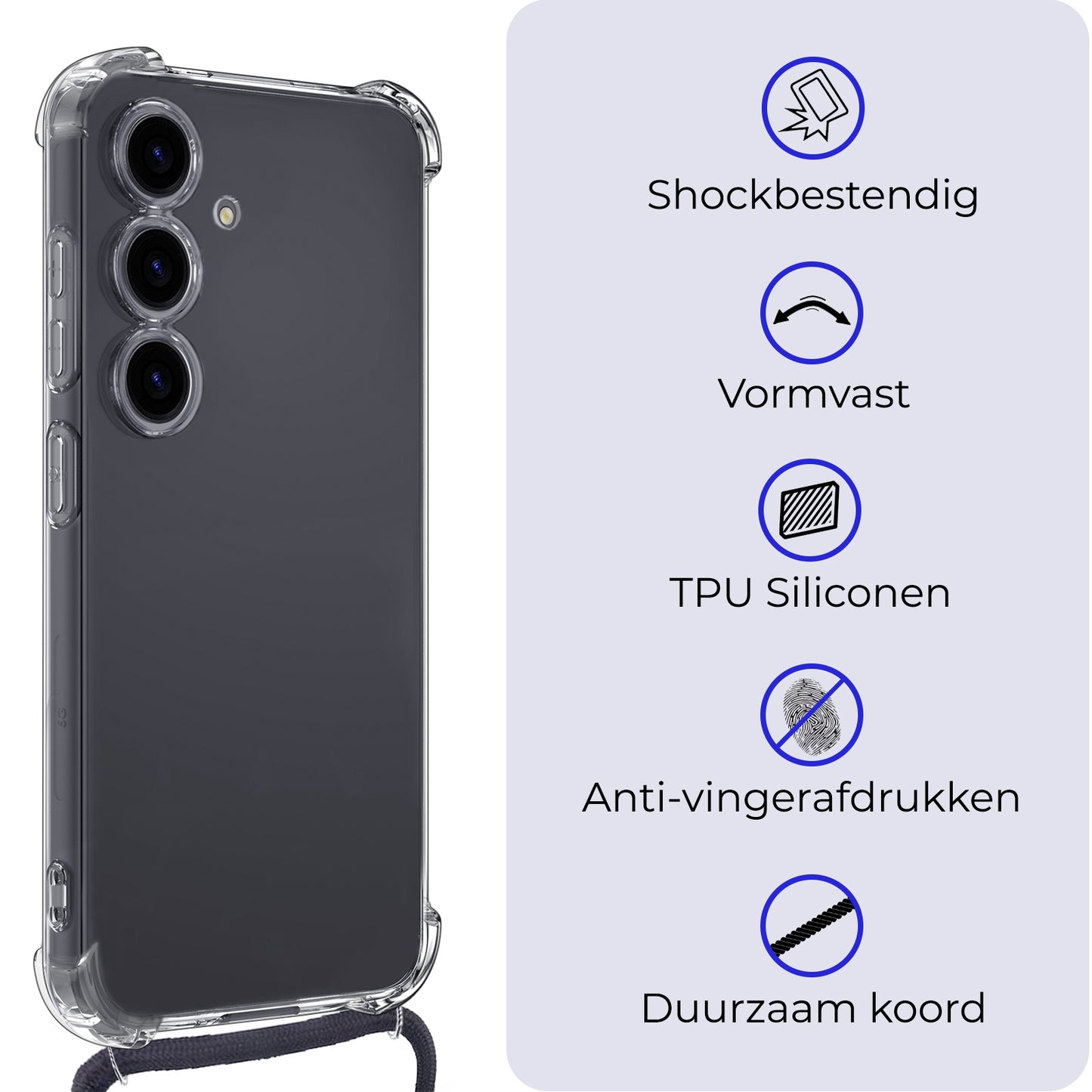 Samsung S24 Hoesje met Koord Siliconen - Transparant