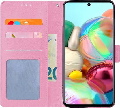 Samsung A71 Hoesje Bookcase Cover met Kaarthouder - Lichtroze