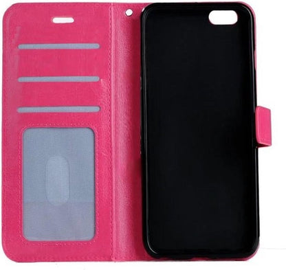 iPhone 5/5s/5SE Hoesje Bookcase Cover met Kaarthouder - Donkerroze