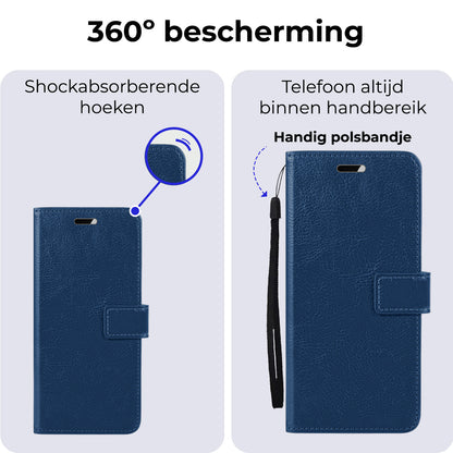 Samsung A35 Hoesje Bookcase Cover met Kaarthouder - Donkerblauw