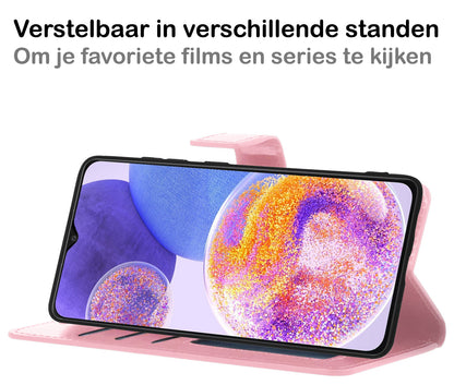 Samsung A23 Hoesje Bookcase Cover met Kaarthouder - Lichtroze