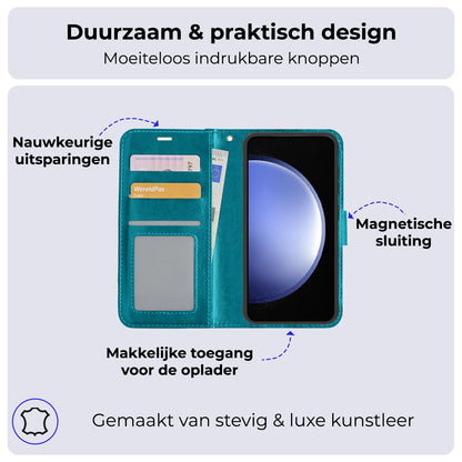 Samsung S23 FE Hoesje Book Case Kunstleer - Turquoise