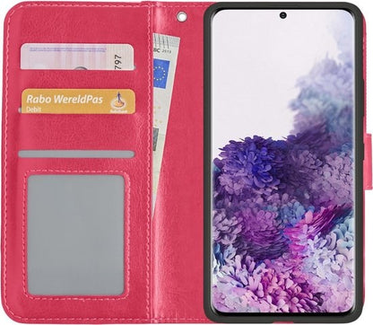 Samsung S20 Ultra Hoesje Bookcase Cover met Kaarthouder - Donkerroze