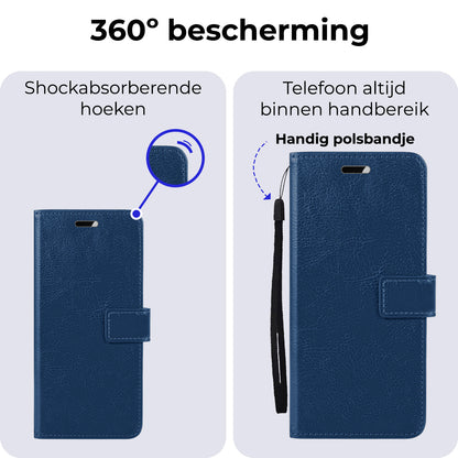 Samsung A55 Hoesje Bookcase Cover met Kaarthouder - Donkerblauw