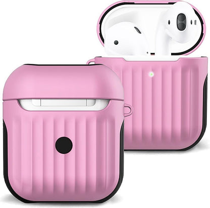 AirPods 2 Hoesje Siliconen met Ribbels Shockbestendig - Lichtroze