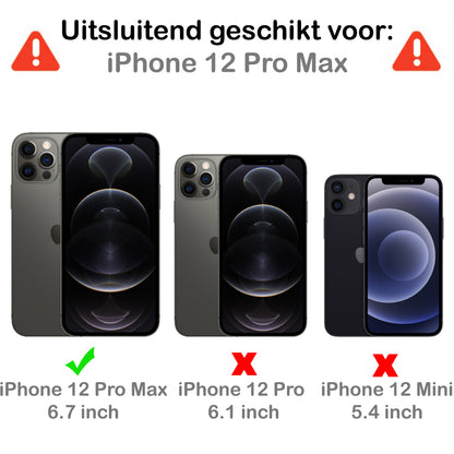 iPhone 12 Pro Max Hoesje Bookcase Cover Uitneembaar - Donkerroze
