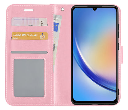 Samsung A34 Hoesje Book Case Kunstleer - Lichtroze