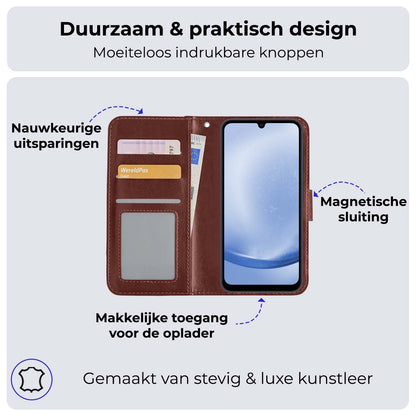 Samsung A25 Hoesje Bookcase Cover met Kaarthouder - Bruin