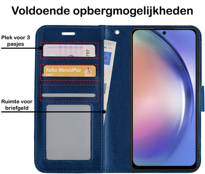 Samsung A54 Hoesje Bookcase Cover met Kaarthouder - Donkerblauw