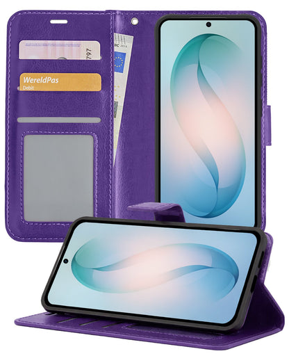 Samsung S26 Hoesje Bookcase Cover met Kaarthouder - Paars