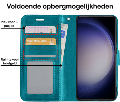 Samsung S23 Hoesje Bookcase Cover met Kaarthouder - Turquoise