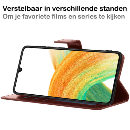 Samsung A33 Hoesje Bookcase Cover met Kaarthouder - Bruin