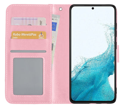 Samsung S22 Plus Hoesje Book Case Kunstleer - Lichtroze