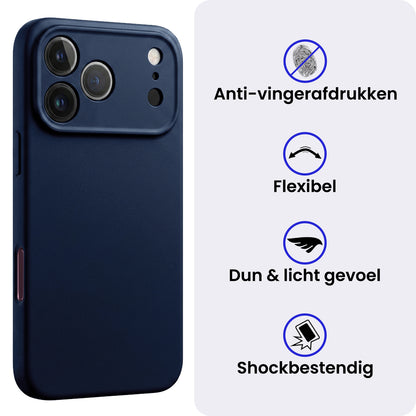 iPhone 18 Pro Hoesje Siliconen Backcover Lichtgewicht - Donkerblauw