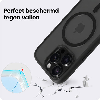 iPhone 16 Pro Hoesje Geschikt voor Magsafe Backcover Shockproof - Zwart