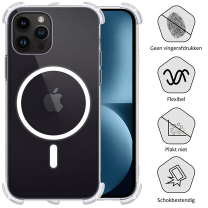 iPhone 15 Pro Hoesje Geschikt voor Magsafe Backcover Shockproof - Transparant