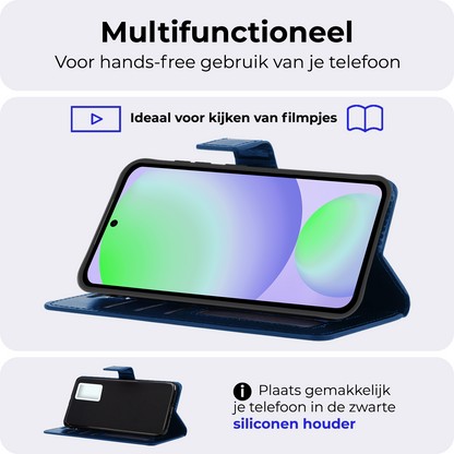 Samsung S24 FE Hoesje Bookcase Cover met Kaarthouder - Donkerblauw