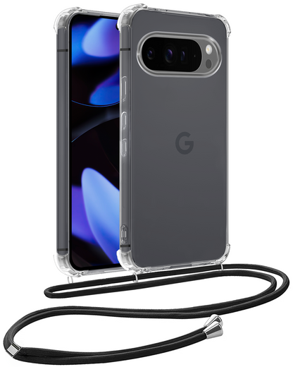 Google Pixel 9 Pro Hoesje met Koord Backcover Shockproof - Transparant